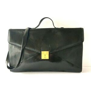 MICHAEL ROME M. FINE BLACK GENUINE LEATHER FLAP BUSINESS TOTE SHOULDER BAG CASE